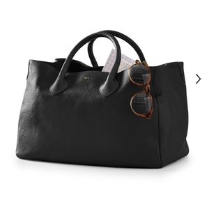Black leather Elisabetta Slouchy Satchel